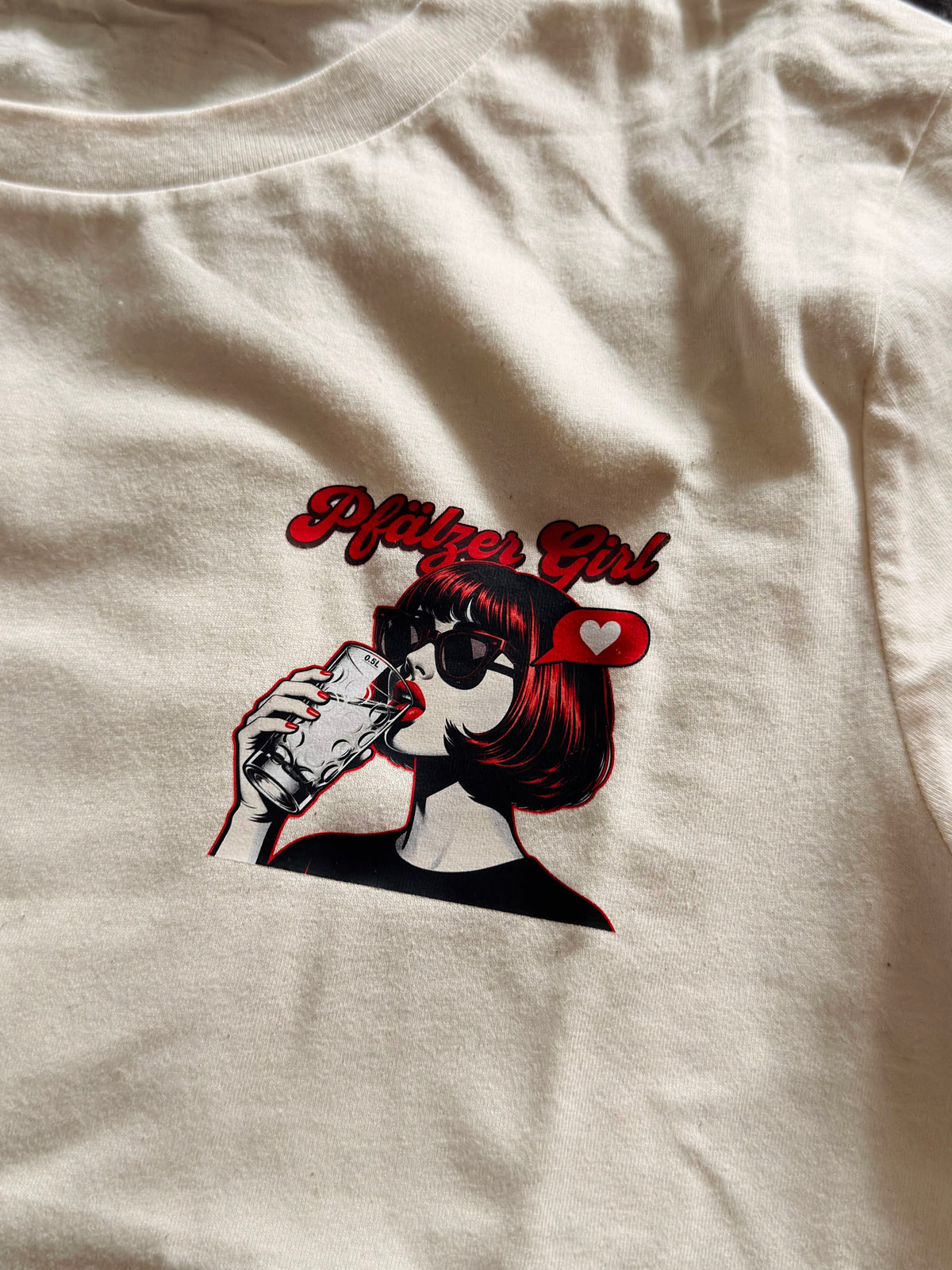 Pfälzer Girl Retro Damenshirt – Rückansicht – Bio-Streetwear aus der Pfalz | PFALZVIBE