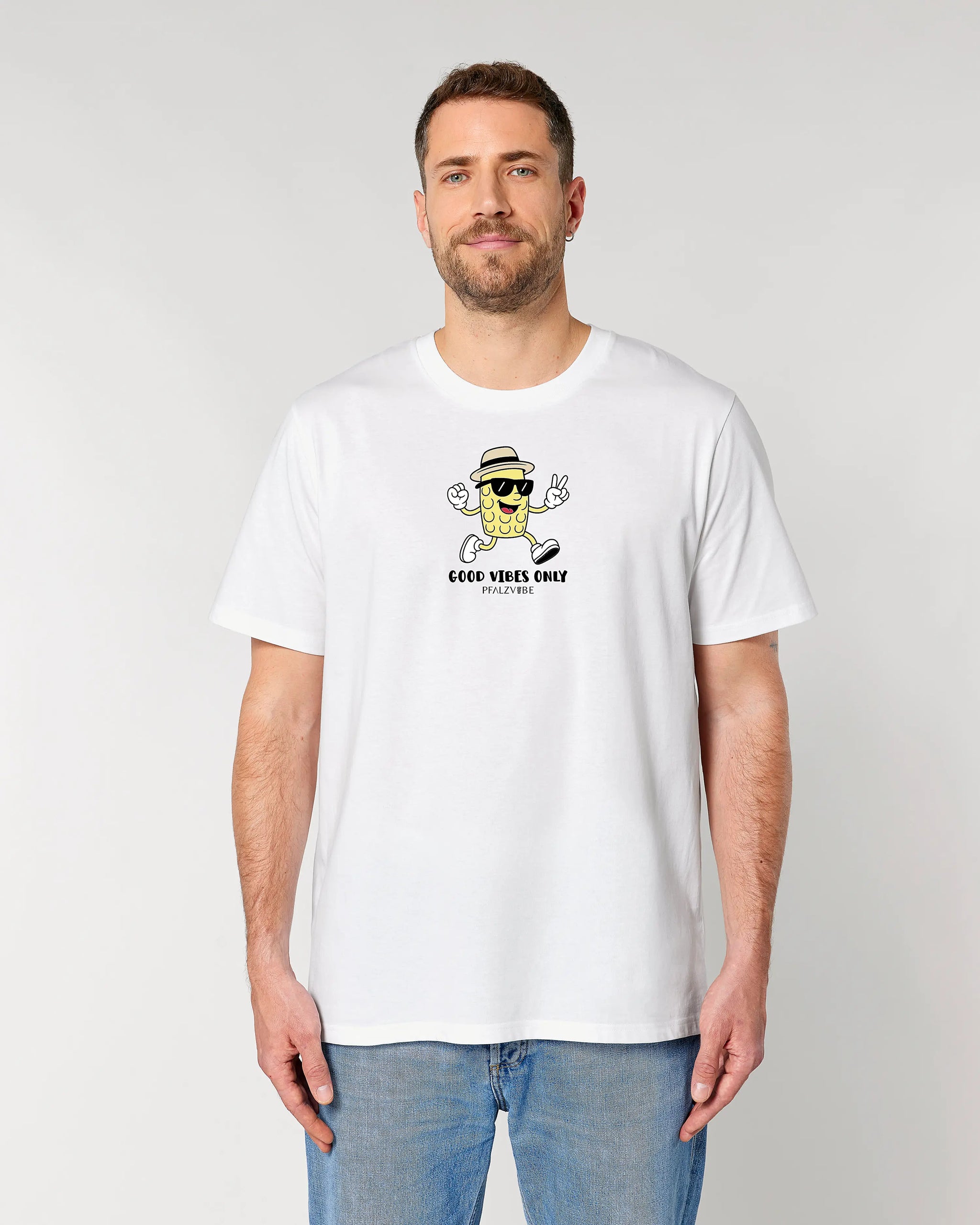 Good Vibes Only Shirt – Frontansicht – Bio Pfaelzer Streetwear | PFALZVIBE