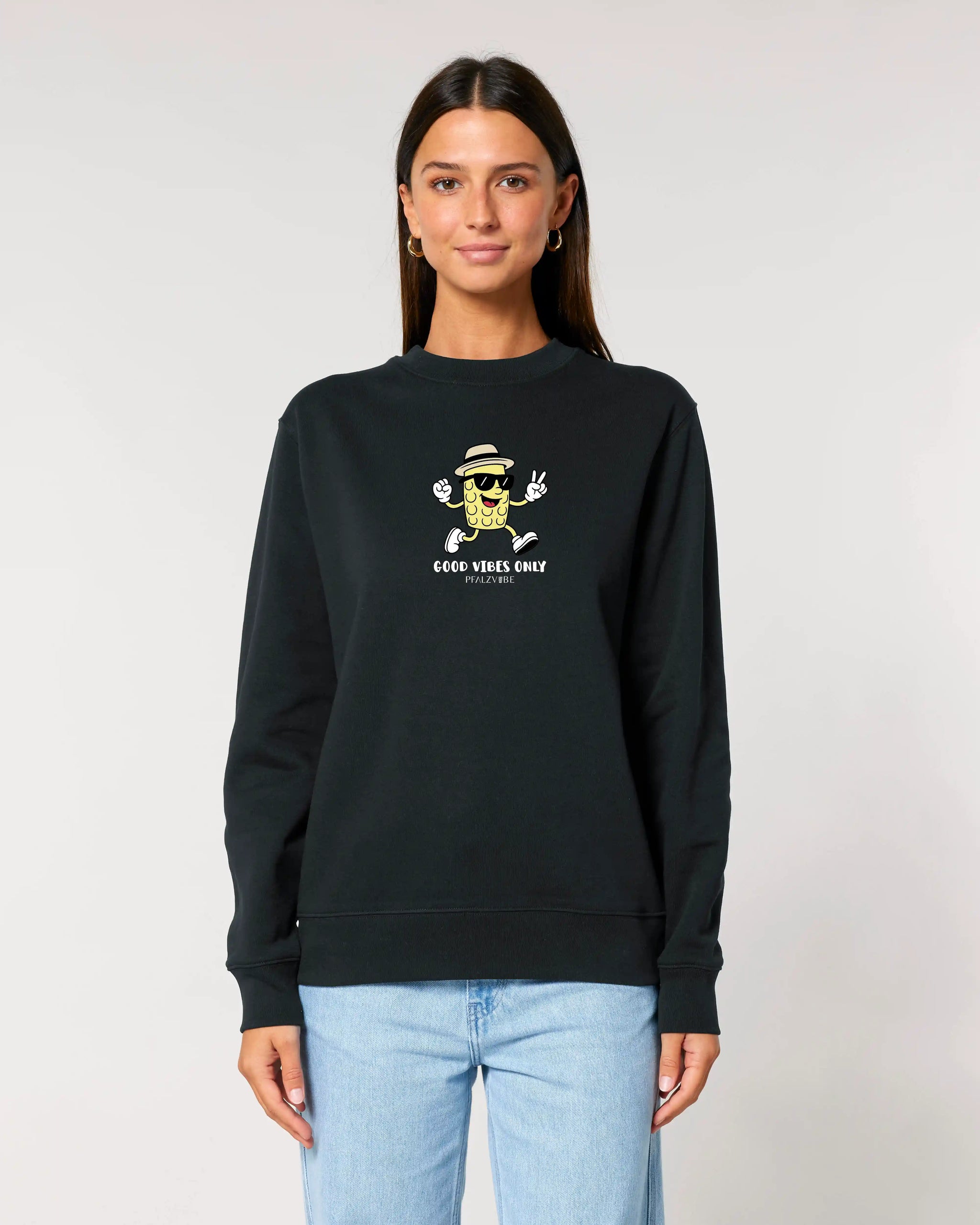 Good Vibes Only Pullover – Rueckansicht – Bio Pfaelzer Streetwear | PFALZVIBE