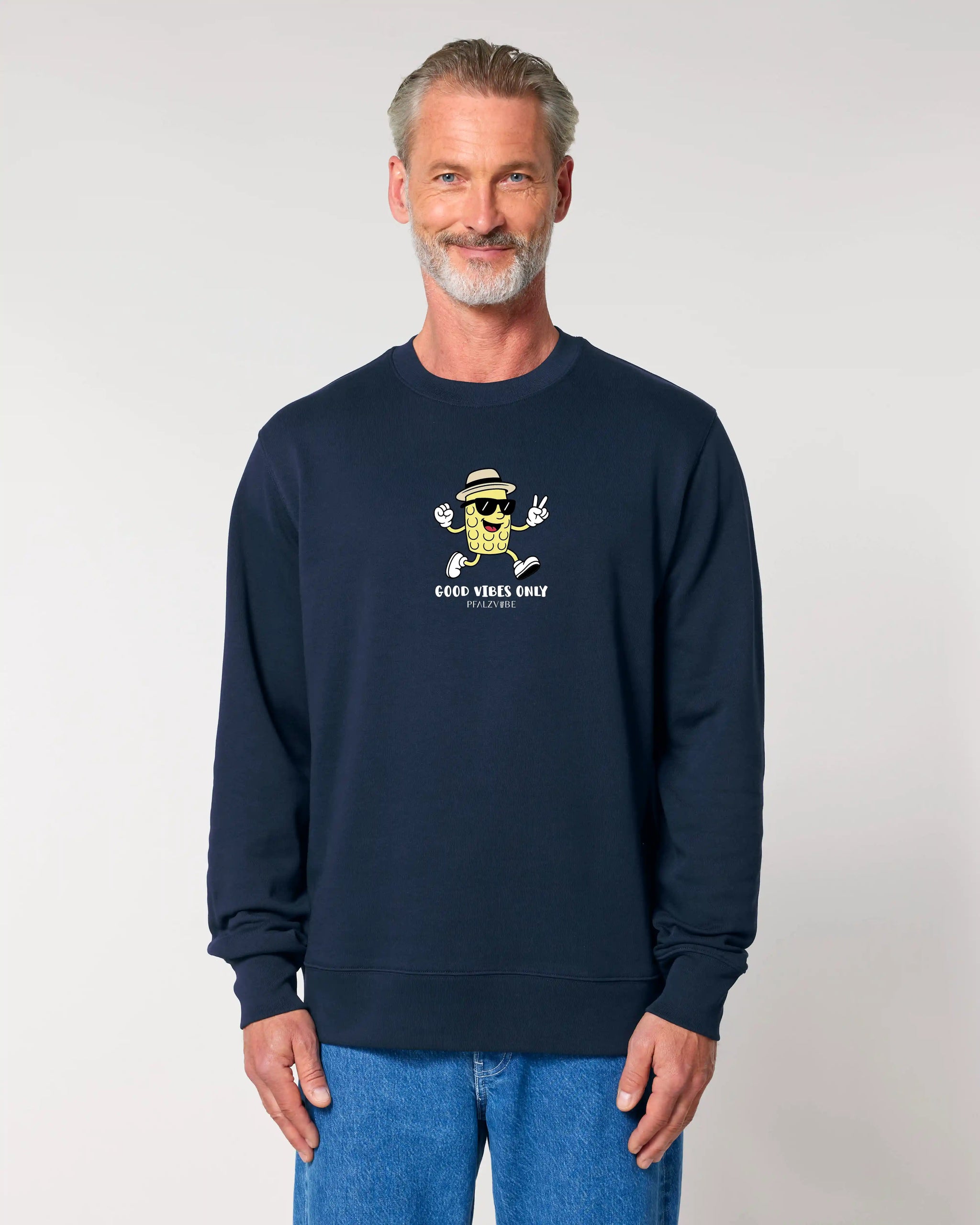 Good Vibes Only Pullover – Seitenansicht – Bio Pfaelzer Streetwear | PFALZVIBE
