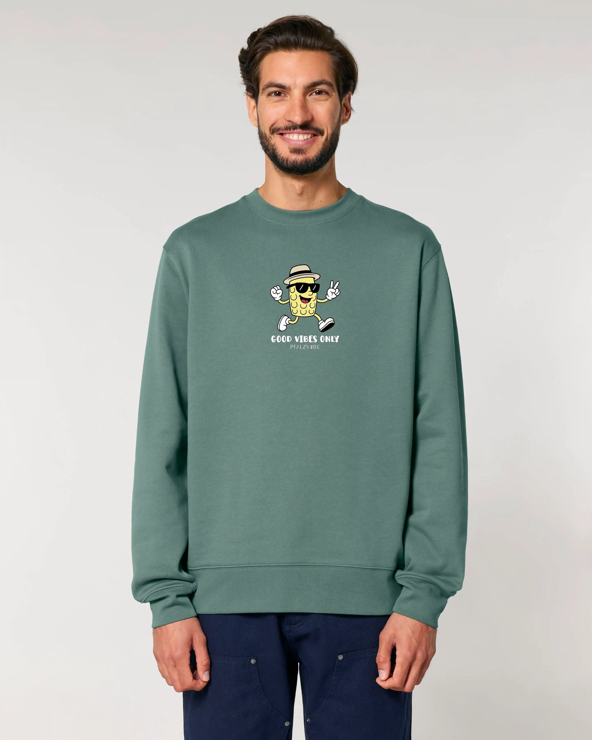 Good Vibes Only Pullover – Produktbild – Bio Pfaelzer Streetwear | PFALZVIBE