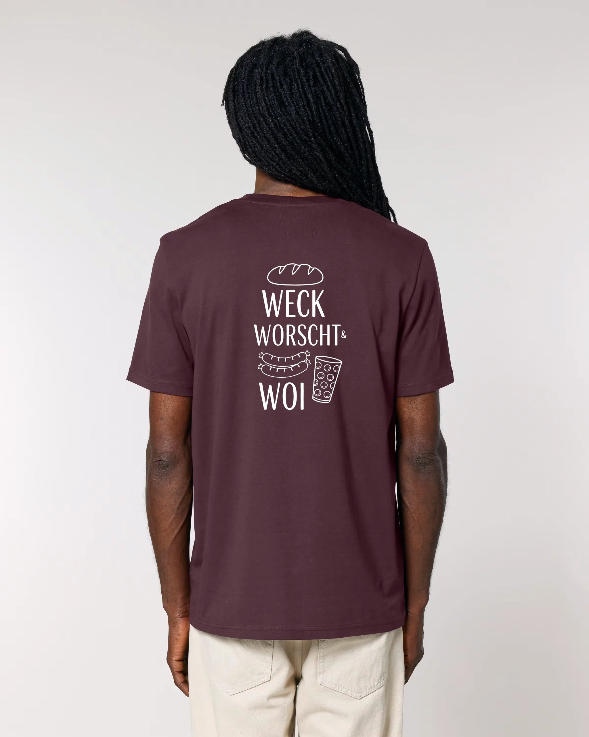 Weck Worscht & Woi - Rückenprint – Produktbild – Bio Pfaelzer Streetwear | PFALZVIBE