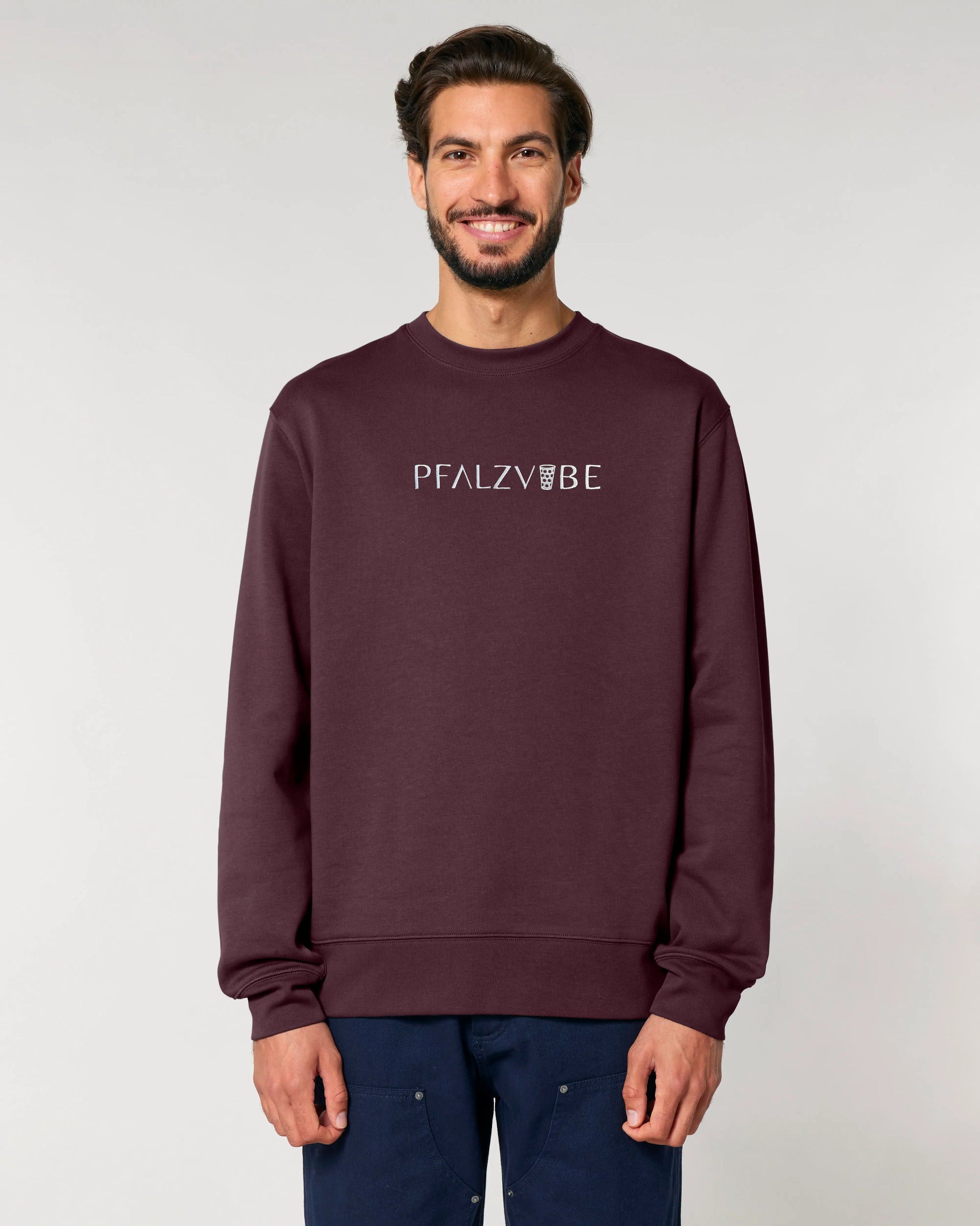 PFALZVIBE Premium Stick Pullover – Seitenansicht – Bio Pfaelzer Streetwear | PFALZVIBE