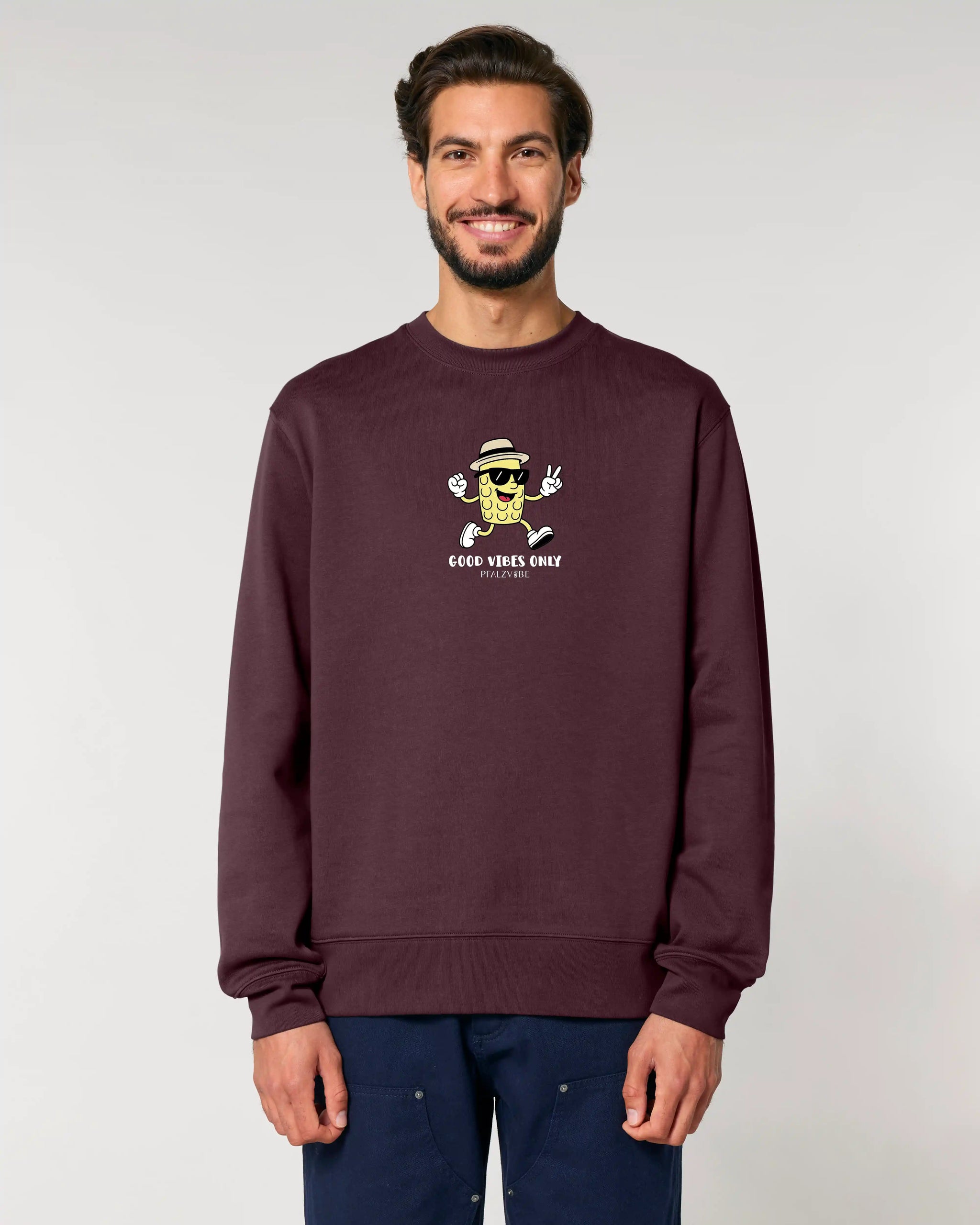 Good Vibes Only Pullover – Produktbild – Bio Pfaelzer Streetwear | PFALZVIBE