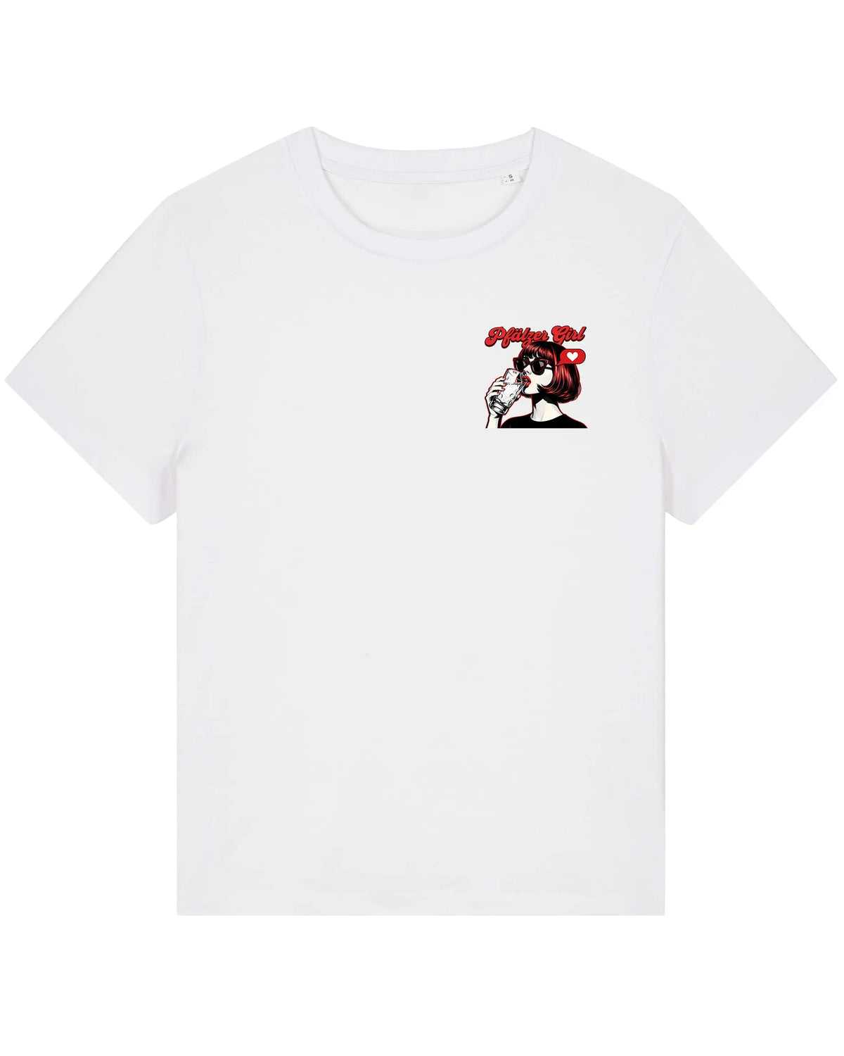 Pfälzer Girl Retro Damenshirt in Weiß – Weitere Ansicht – Bio-Streetwear aus der Pfalz | PFALZVIBE